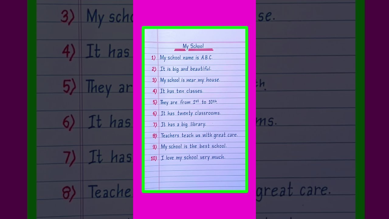10 Lines On My School In English Essay