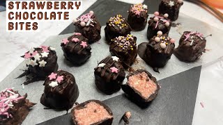 HEALTHY Strawberry 🍓 Coconut 🥥 Chocolate 🍫 BITES | Chocolate -COATED STRAWBERRY bites |