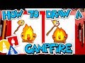 How To Draw A Funny Campfire And Marshmallow