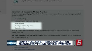 CDC lists new symptoms and warning signs for COVID-19