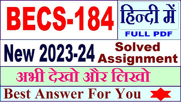 becs 184 solved assignment 2023-24 in Hindi / becs 184 solved assignment 2024 / becs 184 Hindi 2024