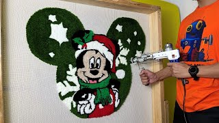 RUG TUFTING ASMR - DISNEY CHRISTMAS MICKEY MOUSE (START TO FINISH)