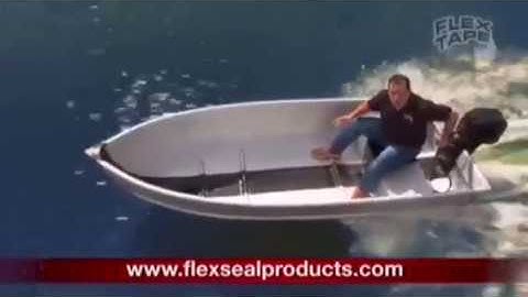 Flex Tape Ad but every time he says flex he saws a boat in half
