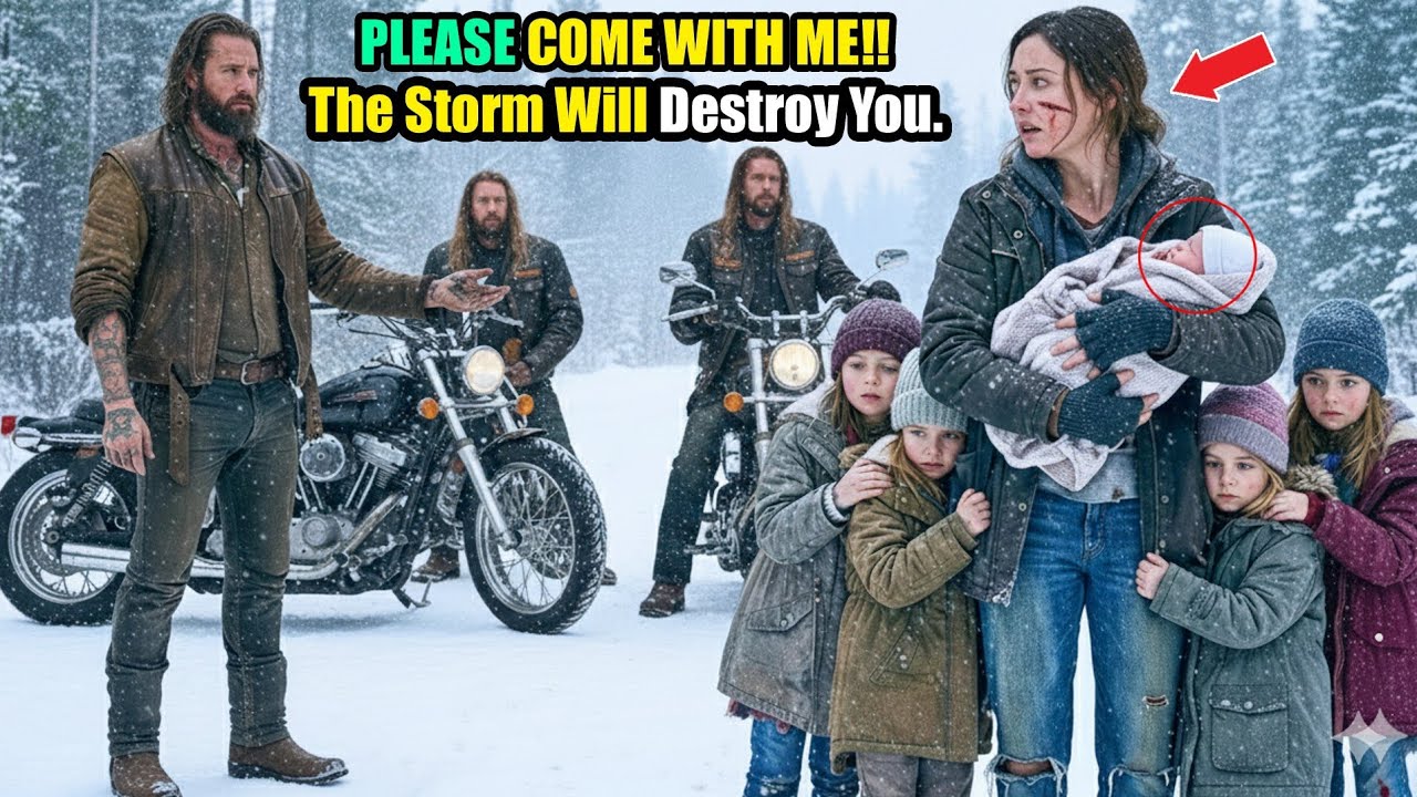 “Come With Me…” The Hells Angel Said — After Seeing the Widow and Her Kids Alone in the Blizzard
