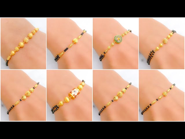 Latest Black Beads And Gold Beads Bracelet Designs With Weight And