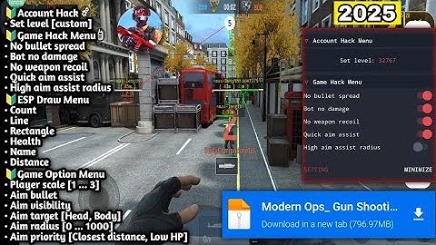 Modern Ops Gun Mod Menu 2025 V9.57 - Auto Headshot & Eps Line