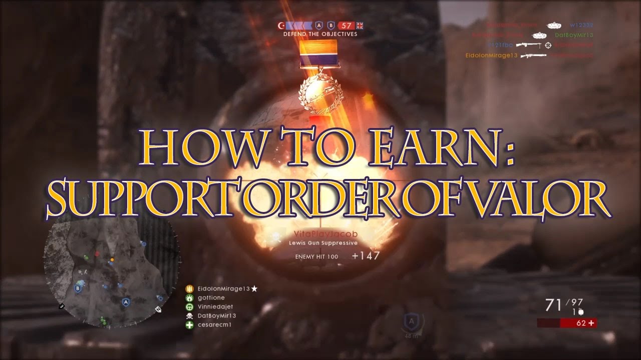 How to Earn Support Order of Valor Battlefield 1 YouTube