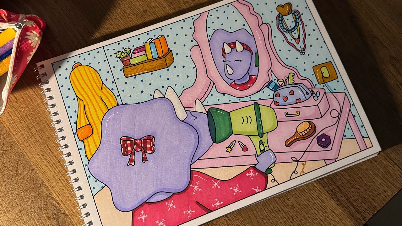 Colorazione in ASMR 🖌️LIVE🦕 #3 Toeletta - Dinosauri fanno cose da colorare Winter Edition 2024