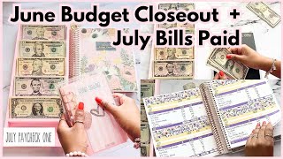 $500 Cash Envelope Stuffing | UNSTUFFING BILLS BINDER TO PAY JULY BILLS | June Budget Closeout