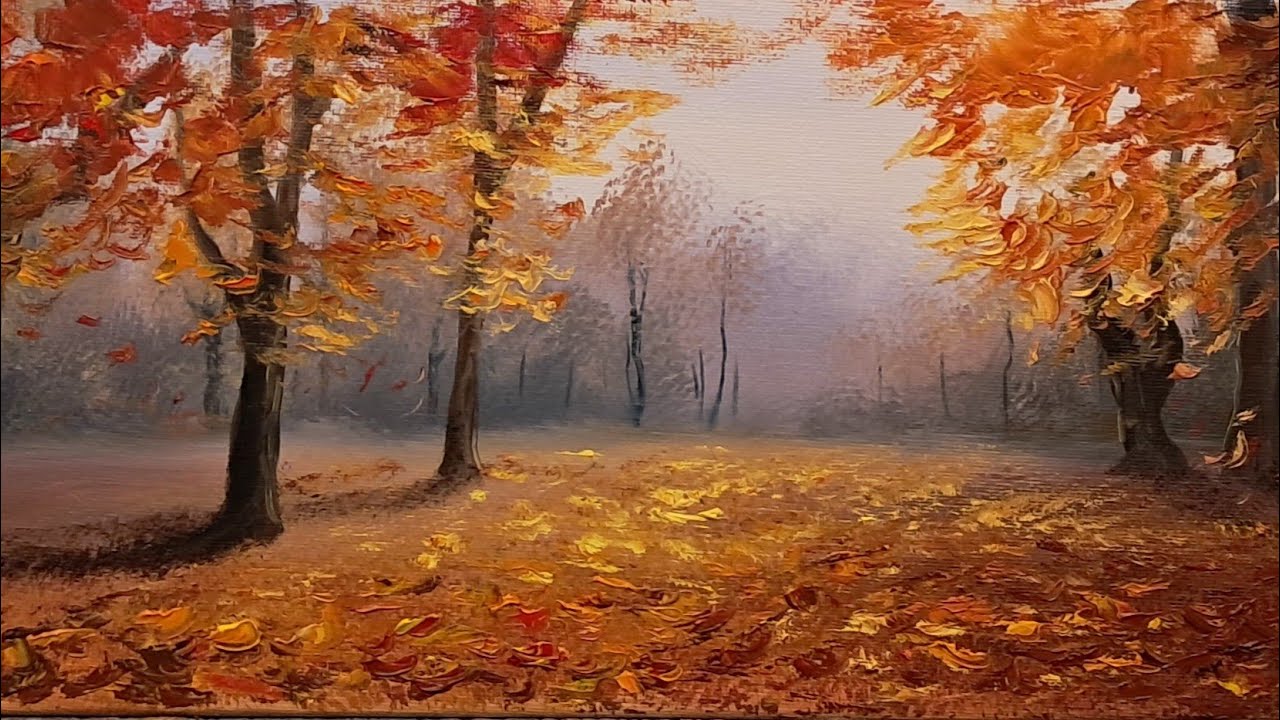 Painting an Autumn scene. Easy Oil Painting Tutorials - YouTube