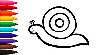 How to Draw a Snail | Animals Drawings, Painting and Coloring for Kids and Toddlers