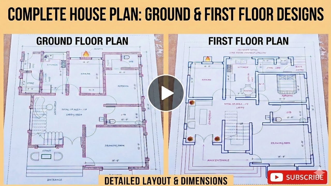 1205 Sq Ft House Plan Design   & 1038 Sq Ft House Plan Design  | Complete Floor Plan