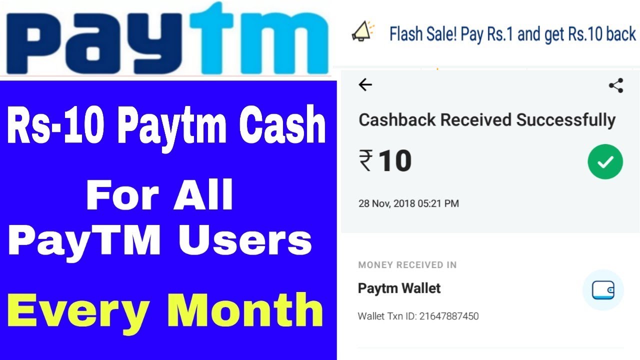 PayTM Flash sale | Rs 10 Every Month for Every Users