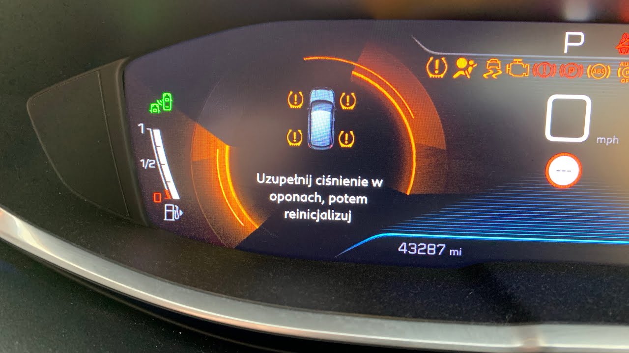 Peugeot 3008 Tyre Pressure Monitoring System peugeot 3008 Jak skasować kontrolkę ciśnienia w oponach Reset tyre