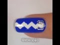 Красно-синий маникюр с белым зигзагом // Red and blue nail polish with white zigzag