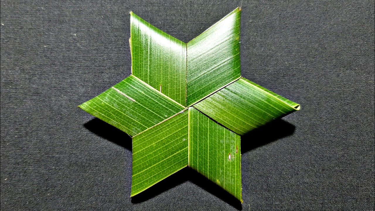 How to make a Coconut leaf star   Coconutpalm leaf craft