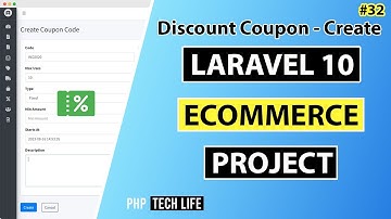 Laravel 10 Ecommerce Project | #32 Discount Coupon - Create | Backend | PHP Tech Life Hindi