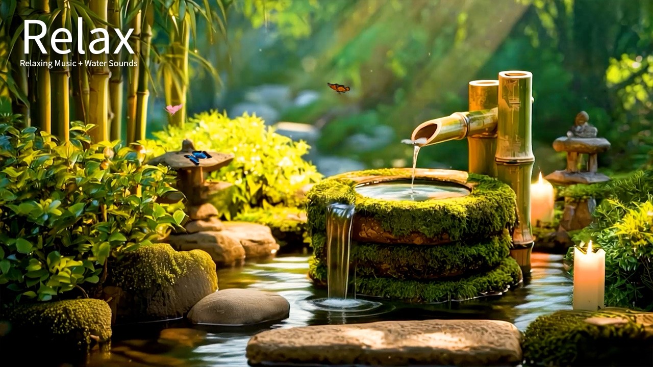 🌿 Piano with Bamboo Water Sounds for Stress Relief at Night - Calm Your Mind & Sleep Better