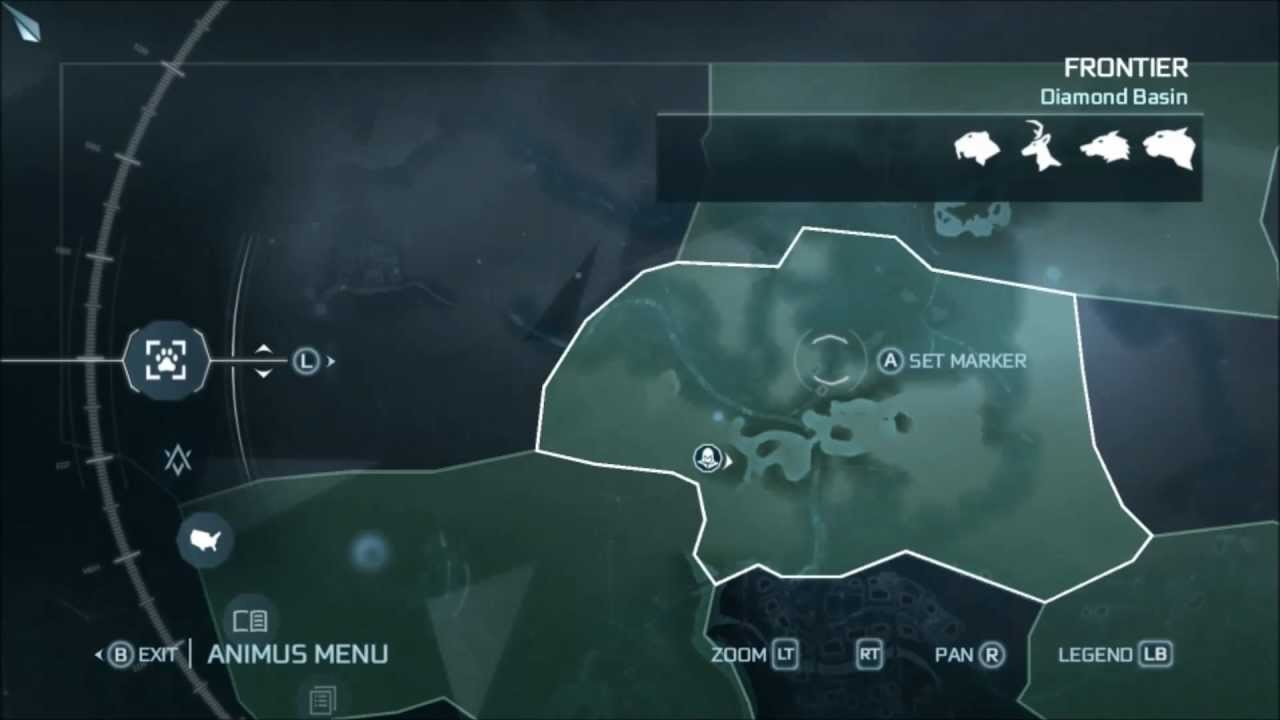 Hunting Guide Locations - Diamond Basin - Beaver, Deer, Cougar, Wolf -  Assassin's Creed 3 - YouTube