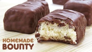 3 INGREDIENT CHOCOLATECOVERED COCONUT BARS  Homemade Bounty | Easy Recipe | Baking Cherry