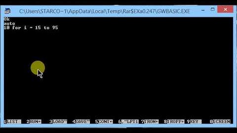 write a program in gw basic to use for.....next loop 15 to 95 step 2
