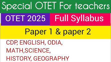 OTET Syllabus 2025 || OTET Paper 1/paper 2 Syllabus || Special OTET 2025 Syllabus Structure 2025