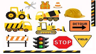 Excavator Dump Truck Motor Grader Compactor Busy Working on Construction