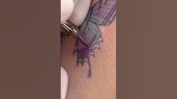Thumbnail of Flower butterfly tattoo / butterfly tattoo / flower tattoo / tattoo process #Shorts