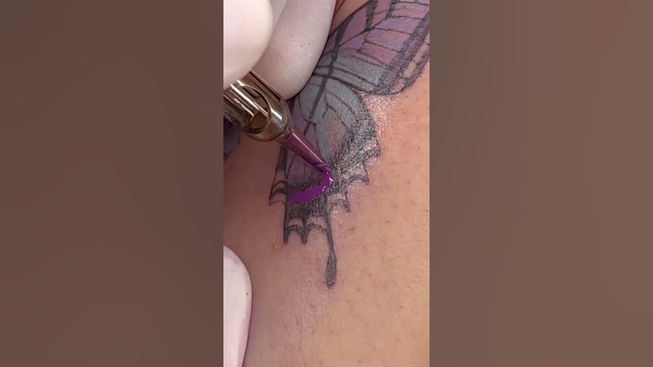 Flower butterfly tattoo / butterfly tattoo / flower tattoo / tattoo process #Shorts