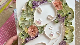 QllArt | Quilling portrait | Mother and child | Mother Day gift