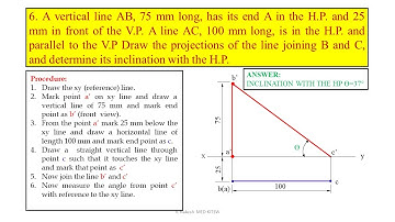 Problem no.6 Projections of straight lines solutions (Engineering Drawing by N.D.Bhatt)