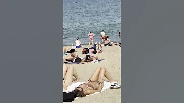 Hot Day At Barcelona Beach Spain 
