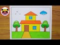 House drawing  how to draw a simple house step by step very easy  house scenery drawing