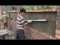 Great Creative Construction Workers - Techniques To Build A Beautiful Wall From Sand And Cement