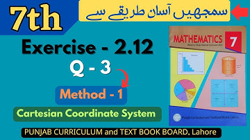 Class 7 Math Exercise 2.12 [Q 3 Method-1]NEW BOOK |Cartesian Coordinate System |Class 7 Math Ex 2.12