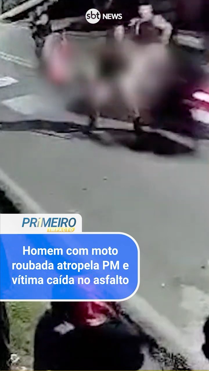 Homem com moto roubada atropela PM e vítima caída no asfalto