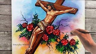 Jesus on Cross Acrylic Painting Step By Step  | Easter | Good Friday Painting