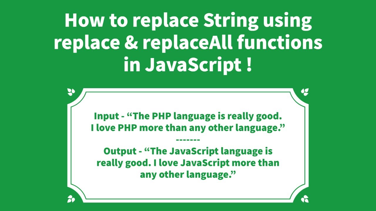 Js Replace Vs Replaceall