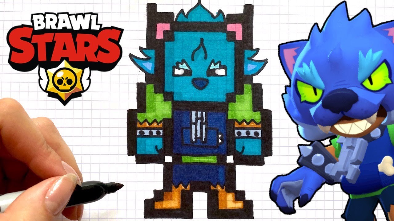 Tuto Dessin Leon Garou Skin Brawl Stars Pixel Art Youtube - corbac brawl stars dessin avatar