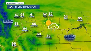 Partly to mostly sunny and breezy with seasonable temperatures on Saturday