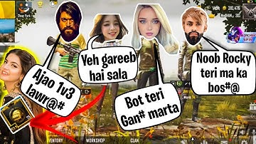 😡 Random Conquror RICH GIRL Call me Noob and  I challange for Tdm Room 1vs3 | PUBGMOBILE | mrKHAN