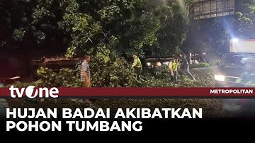 Diterpa Hujan dan Angin Kencang Pohon Tumbang Tutup Badan Jalan | Metropolitan tvOne