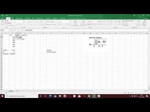 Excel’de verilerin standart sapması ve varyansının hesaplanması