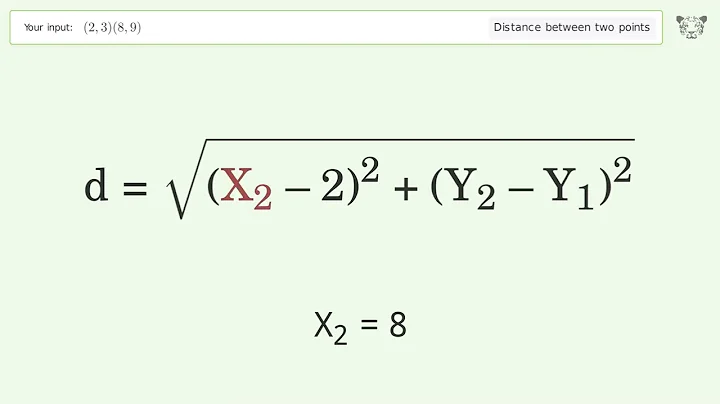 Find the distance between two points p1 (2,3) and p2 (8,9): Step-by-Step Video Solution
