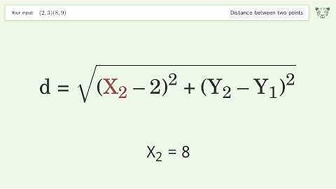 Find the distance between two points p1 (2,3) and p2 (8,9): Step-by-Step Video Solution