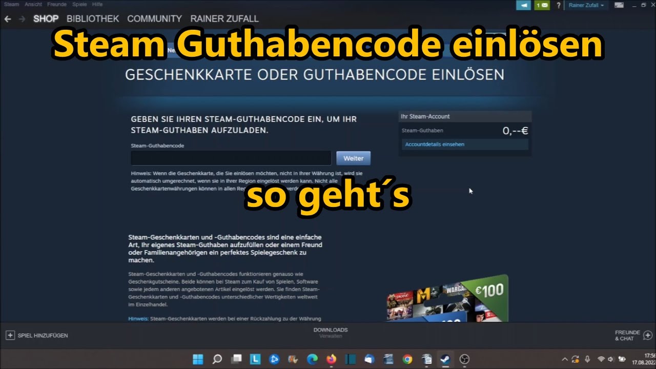Ab Wie Viel Jahren Darf Man Steam Karten Kaufen Steam Gutschein Code einlösen Steam Guthaben aufladen so gehts SCHNELL