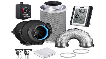 iPower GLFANXEXPSET4D25CHUMD 4 Inch 150 CFM Inline Filter 25 Feet Ducting with Fan Speed Controller