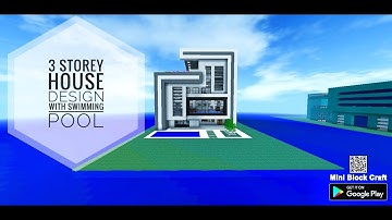 3 Storey house design with swimming pool Mini block craft