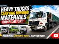 HEAVY TRUCKS CARRYING BUILDING MATERIALS!! TRAILER TRUCKS, ARTICULATED TRUCKS &amp; HEAVY RIGID TRUCKS