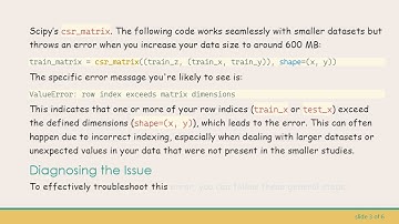 Solving the ValueError: row index exceeds matrix dimensions in Scipy